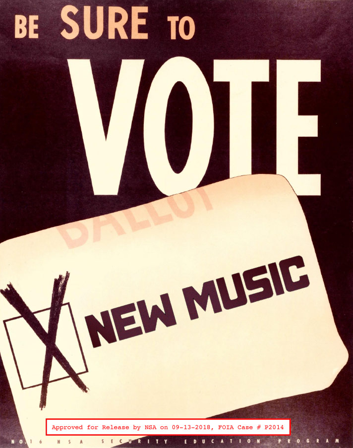 a fictitious public service announcement urging you to vote for new music